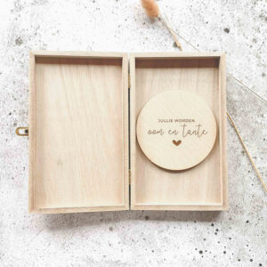 Jullie worden oom en tante! - houten kistje met houten cirkel