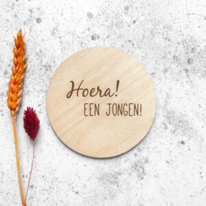 Hoera, een jongen! - houten cirkel