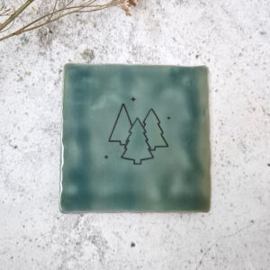 Kerstbomen- groen- tegel met gravering