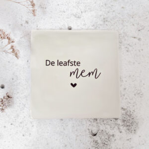 De leafste mem - wit - tegel met gravering