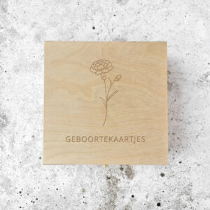 Bewaarkistje - geboortekaartjes - geboortebloem januari (anjer)